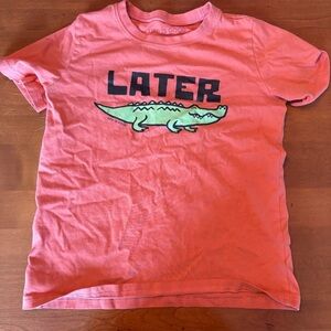Kids Coral Tee with Crocodile Graphic